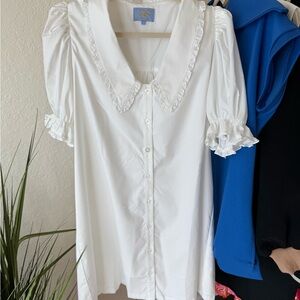 SSYS GEMMA White Ruffled Women's Dress Size L